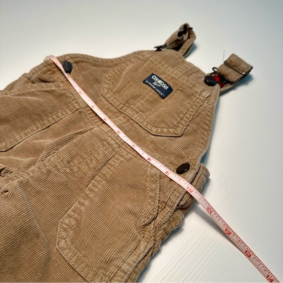 OSHKOSH B'GOSH KHAKI CORDUROY & PLAID OVERALLS - Picture 11 of 12